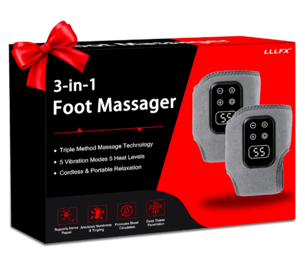 Upgraded 3-in-1 Foot and Ankle Massager - 5 Vibration Modes and 5 Heating Levels
